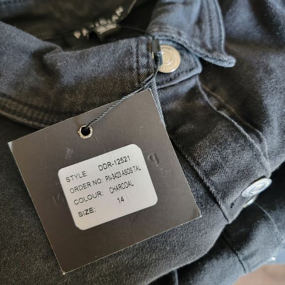 Belted Western Dress Women US 10 UK 14 Charcoal Grey Bodycon ASOS Parisian Tall - Picture 15 of 16